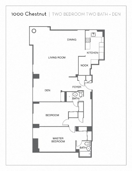 a floor plan of two bedroom two bath den